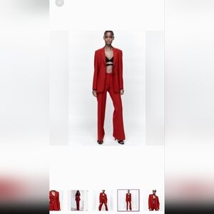 Zara Bold Red Wide Leg Pantsuit